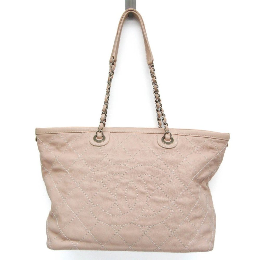 Chanel Caviar Skin Women's Caviar Leather Tote Bag Light Pink  PRE OWNED